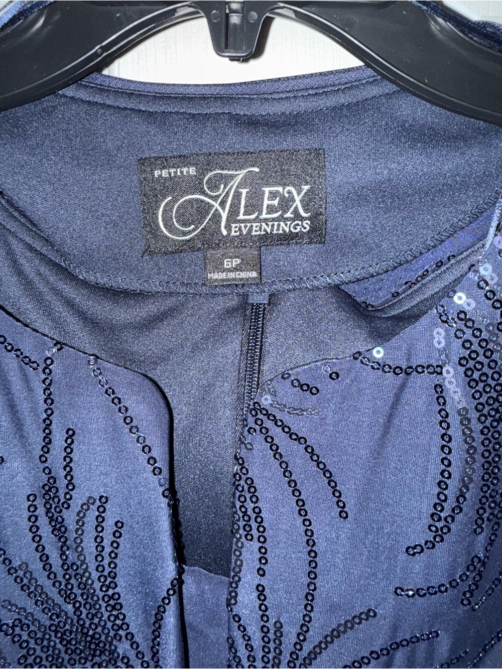 Alex Evenings Navy Sequin Jacket and Dress Two-Piece - Picture 7 of 7